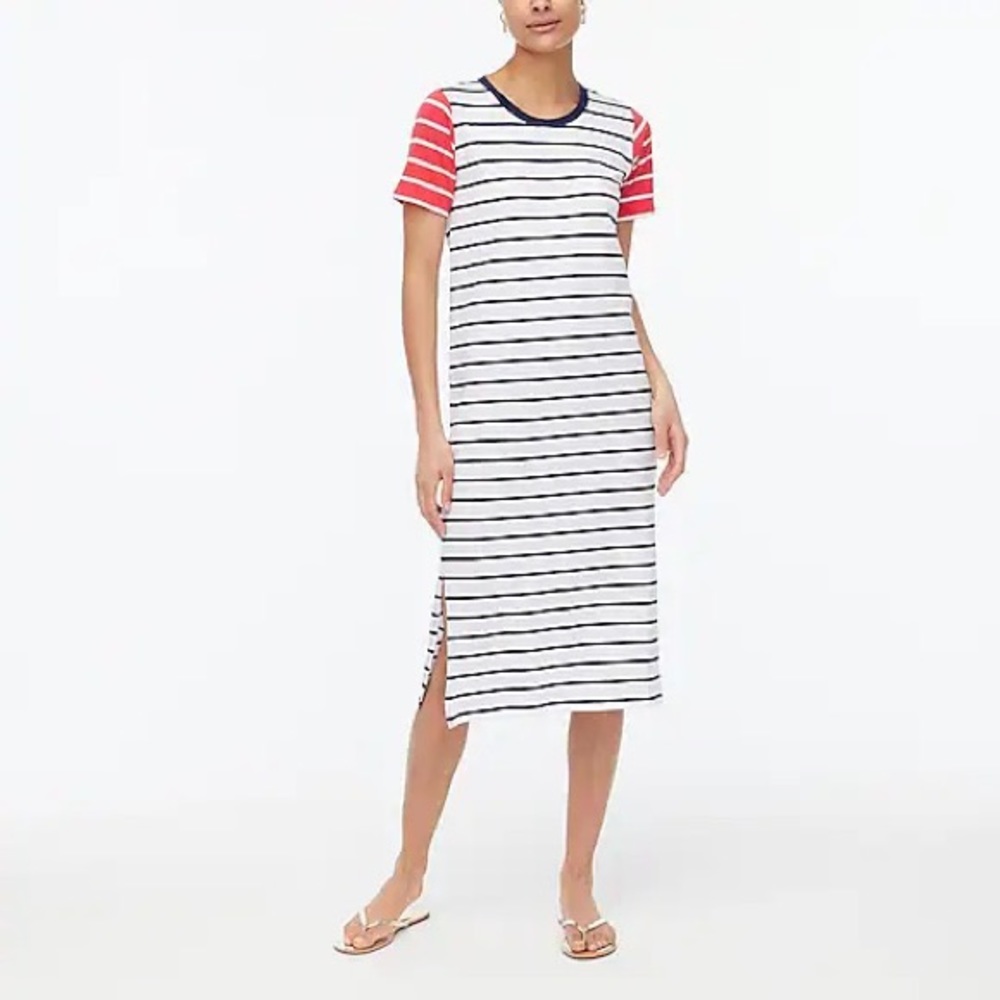 J. Crew Stripped Midi T-shirt Dress